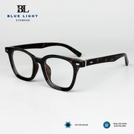 BLUE LIGHT Men's/Women's Shortsighted Glasses Frames, Small Square Plastic Angular Glossy Black, Tor