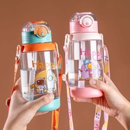 READY STOCK 700ML Botol Air Kanak-kanak Kids Water Bottle With Straw Tali Panjang Ada Tali Panjang Straw Small bottled water tumblr for kids aqua flask tumbler