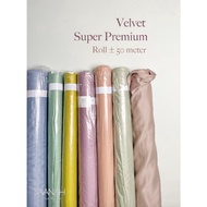 ✔ 1 Roll / 50 meter kain satin Silk Velvet Super Premium/ Sateen