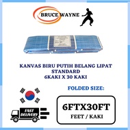 1.83m/6ft x 30ft Folded Blue & White Canvas Tarpaulin (Korea Technology) /Kanvas Biru Putih Lipat