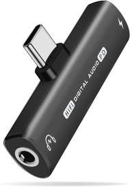 USB C to 3.5mm Headphone and Charger Adapter, 2 in 1 USB C to 3.5mm Audio Adapter&27W Fast Charging 