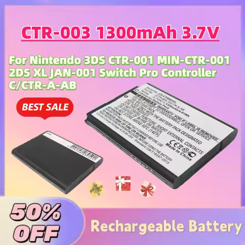 CTR-003 1300mAh 3.7V Replacement Battery For Nintendo 3DS CTR-001 MIN-CTR-001 2DS XL JAN-001 Switch 
