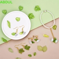 ABDUL 30pcs Green Transparent Leaf Shape Beads, Leaf Shape Green Green Acrylic Leaf Beads, DIY Neckl
