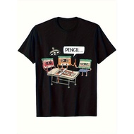 Men's Milk Silk Retro 80s Cassette Tape & 8-Bit Video Game T-Shirt - Vintage Art Loose Fit Tee With 