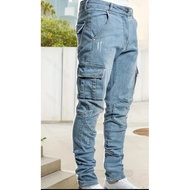 Men's jeans Side Pocket denim slim fit Cargo Pants