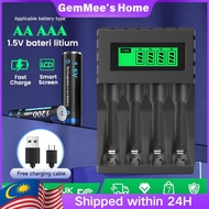 ReadyStock 4 Slots LCD Smart AA Battery Charger for 1.5V AA Lithium Li-ion Rechargeable Battery 2A F