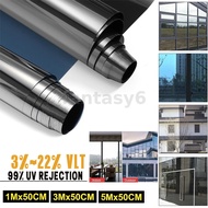 7colors 50cmx1/3/5m One Way Mirror Window Film Mirrored Privacy Sticky Glass Tint NEW