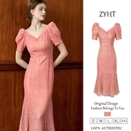 ZYHT ชุดเดรสทำงานของผู้หญิงชุดเดรสวันหยุดชุดเดรสเกาหลีชุดราตรีเข้าร่วมงานชุดเดรสสุดหรู Gaun Modis ชุ