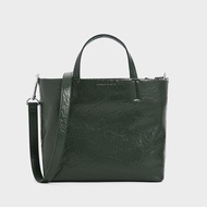 Charles & Keith Two Tone Quilted Short Strap Tote Bag Hijau CnK CK