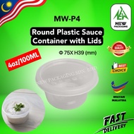 MW-P4 4oz Round Sauce Container with Lids 120ML [100 Sets] – Bekas Sos Kecil / Bekas Plastik Bulat