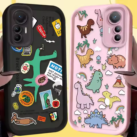 Mini Graffiti Dinosaur TPU Soft Case for Xiaomi Poco F7 F6 F5 F4 F3 M5s C65 C75 C71 X7 X6 X5 X4 GT X
