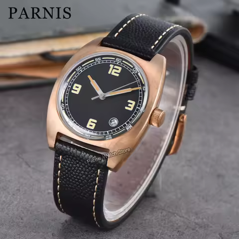 2025 New Arrival 37.5mm Bronze Material Automatic Watch 5ATM Waterproof Mechanical Wristwatch