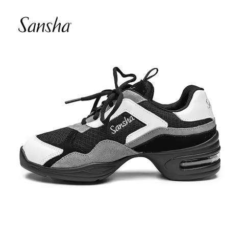 Sansha Two-tone Dance Sneaker Jazz Salsa Dance Shoes For Women And Men Suede Mesh Upper Dancing Shoe