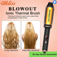 UKLISS 3 In 1 Thermal Brush Hot Air Comb Curling Iron Curler Hair Straightener Brush Hair Blowout  B