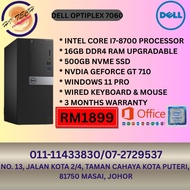 DELL OPTIPLEX 7060 * INTEL CORE i7-8700 PROCESSOR  * 16GB DDR4 RAM UPGRADABLE * 500GB NVME SSD  * NV