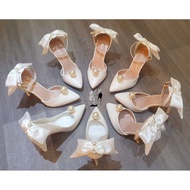 No Ngoc Miss bridal wedding shoes, women's wedding shoes, white bridal wedding shoes 5cm - 7cm -9cm,