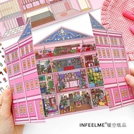 (PQ031) 3D Foldable cover house sticker | Folding home room sticker with cover | DIY home room stick