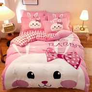 Drap Set & Pink Rabbit 3D Velvet Quilted Blanket