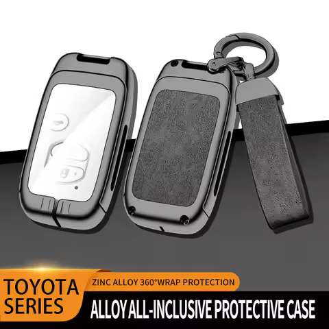 Leather Car Metal Key Case Cover For Toyota Land Cruiser Prado GX VX TXL LC150 LC200 Keychain Interi