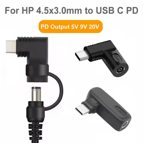 For HP/DELL 4.5x3.0mm DC Power Jack to USB C PD Adapter Converter 65W / 100W PD Fast Charger For Sam