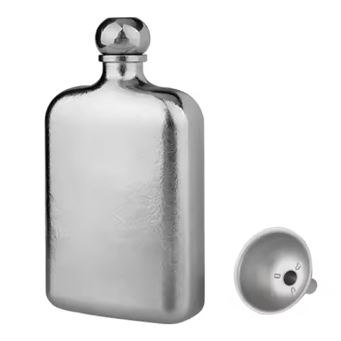 230ml Titanium Flask with Funnel Ultra-Light Portable Wine Flask Whiskey Flask for Men Screw Cap Sea