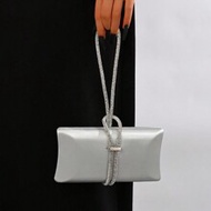 Lightweight, Business Casual Rhinestone Decor Bucket Bag Mini Drawstring Design, Clear Bag Faux Pear