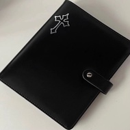 Black Leather A5 Photo Album Quad Grid Celebrity Pursuit Small Card Photo Storage Book Loose Leaf Ph