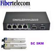 Fiber Optical Media Converter Gigabit Ethernet switch 10/100/1000M 4 RJ45 UTP and 2 SFP fiber Port