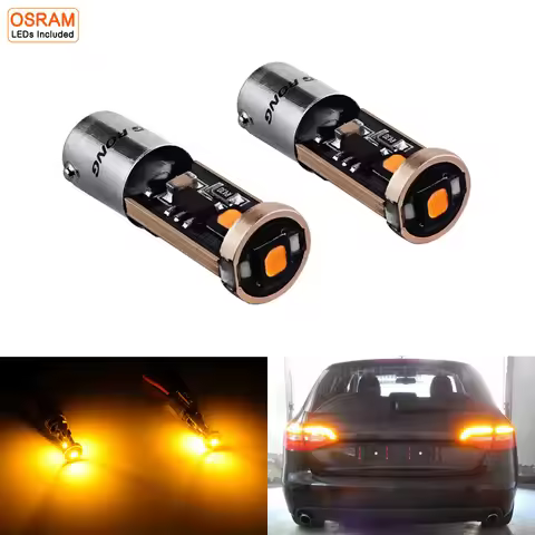 2x BAY9s 435 H21W 3SMD LED Amber Front Rear Indicator Side Turn Signal Light Bulb CANBUS 12V
