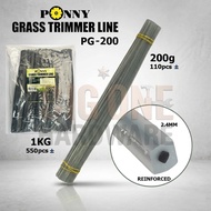 (GREY LINE) 12'' PONNY PG-200 2.4MM HEAVY DUTY NYLON TRIMMER LINE WITH REINFORCED CABLE 200G 1KG