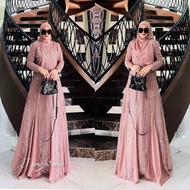 Gaun Brukat Premium Terbaru 2025/Gamis Keyna Set Bahan Ceruty Babydol Full Furing Mix Outer Brukat A