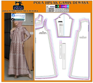Pola Jahit Gamis Dewasa Model Kerut Dada