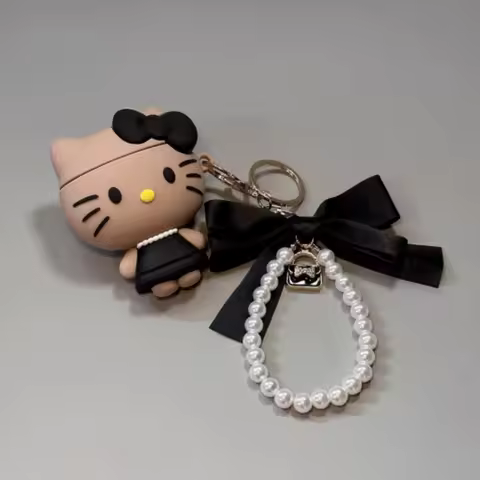 Cartoon cute black skin Hello Kitty Bluetooth earphone case for AirPods Pro3 AirPods 4/3/2 generatio