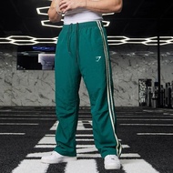 Authentic Gymshark Cross-border New Mens Fitness Sports Casual Pants Straight Pants Striped Training