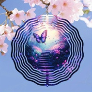 Metal Butterfly Wind Spinner Kinetic Art Outdoor Garden Patio Decor with Colorful Flowers