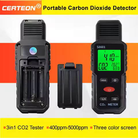 S8601 LCD CO2 Detector 400-5000ppm Indoor Air Quality Monitor CO2 Alarm Battery Powered CO2 Meter fo
