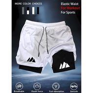 Men's Double-Layer Micro-Elastic Quick-Drying Sports Shorts Mountain Peak Standard Breathable Anti-E