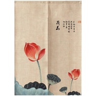 MYRU Japanese Noren Doorway Curtain Tapestry (Red Lotus,33.5 Inches x 59 Inches)