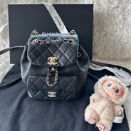 Chanel 香奈兒 24k duma 小號 牛皮 書包 背包 雙肩包 黑金