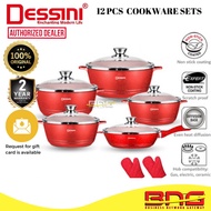 DESSINI 12 pcs Cookware Periuk Original Set Non Stick Casserole Cooking Pot Frying Pan Desini Cookwa