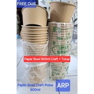 Paper Bowl 800ml CRAFT POLOS PRICE BOWL + LID/ Paper Bowl 800ml Plain Brown-CRAFT PRICE BOWL + COVER