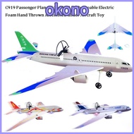 OKONO C919 Passenger Plane Model, PP USB Rechargeable Electric Foam Hand Thrown Plane, 3 Colors 34*3