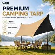 PATIOGO Camping Flysheet Outdoor Tarp Kanopi Khemah 3x3M 3x4M 3x6M 210T PU3000mm Sun Rain Shade