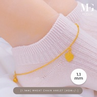 Merlin Goldsmith 22K 916 Gold (1.1mm) Wheat Chain Anklet (4GM+/-)
