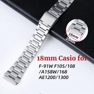 18mm stainless steel watch band for Casio SGW400 F91W F84 F105/108/A158/168 for Vintage Small Gold W