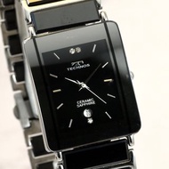 TECHNOS ユニセックス クォーツ 腕時計 28mm 3P Diamond Tank Shape Ceramic Case スイス製 手錶