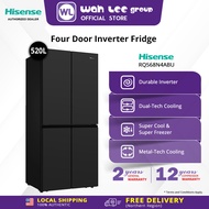 (FREE DELIVERY)Hisense 520L Deluxe 4 Glass Door Fridge Inverter RQ568N4ABU Refrigerator(Black Glass)