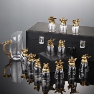 KY&amp; 12Twelve Zodiac Signs Liquor Glass Set Liquor Divider Crystal Glass Chinese Style Liquor Ware Set Tass Shooter Glass