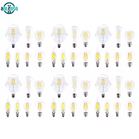 2-10pcs E27 E14 Retro LED Edison Bulb 220V 2W 4W 6W 8W Led Filament Lamp for Home C35 G45 A60 ST64 G