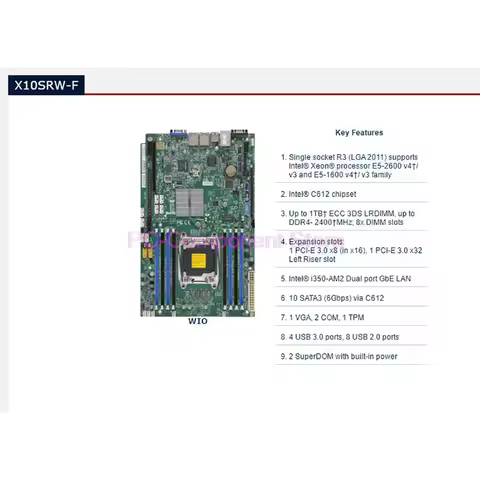 Server Motherboard E5-1600 E5-2600 C612 LGA2011 X10SRW-F
